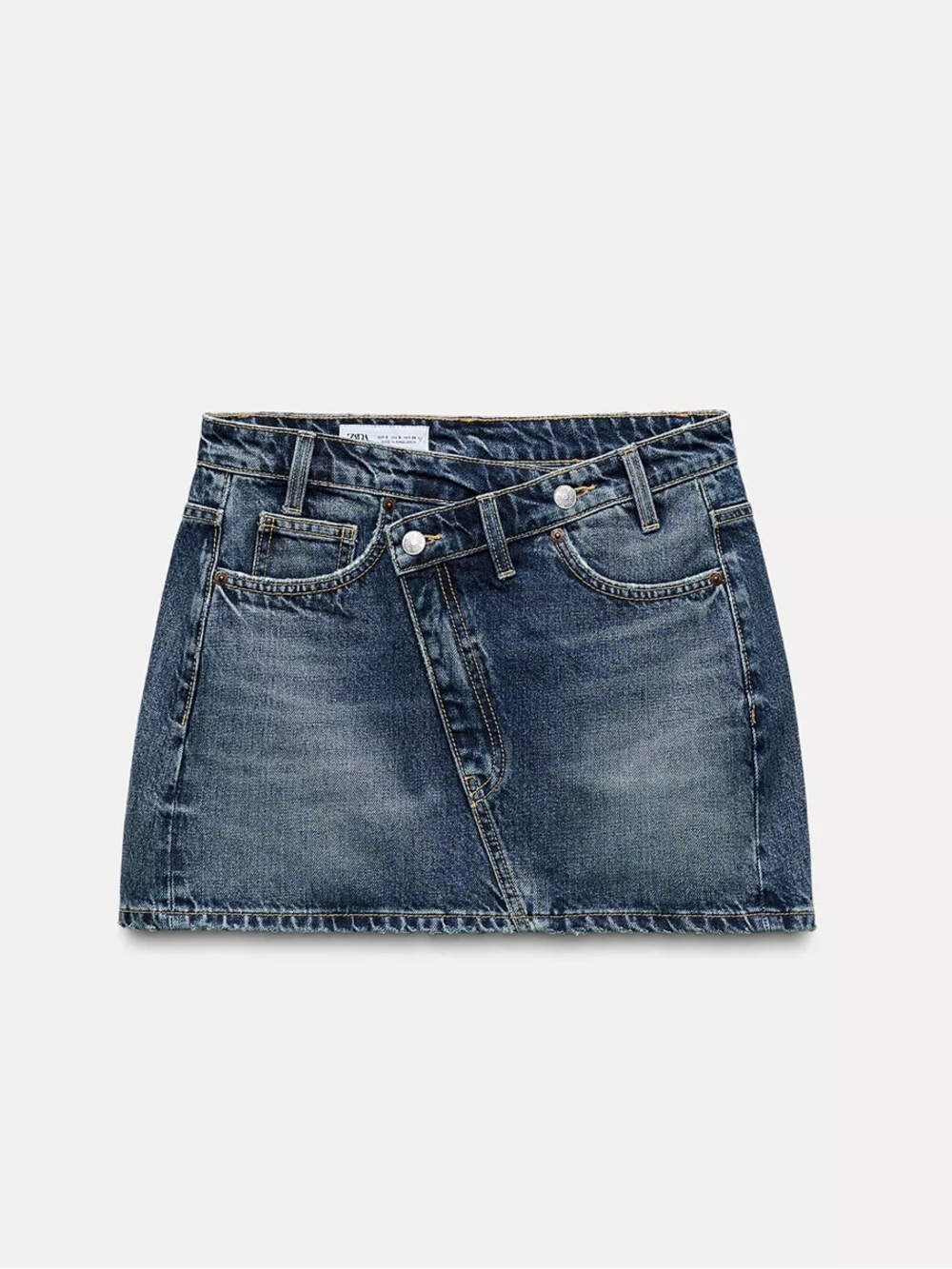 Zara Dark Blue Washed Denim Mini Skirt